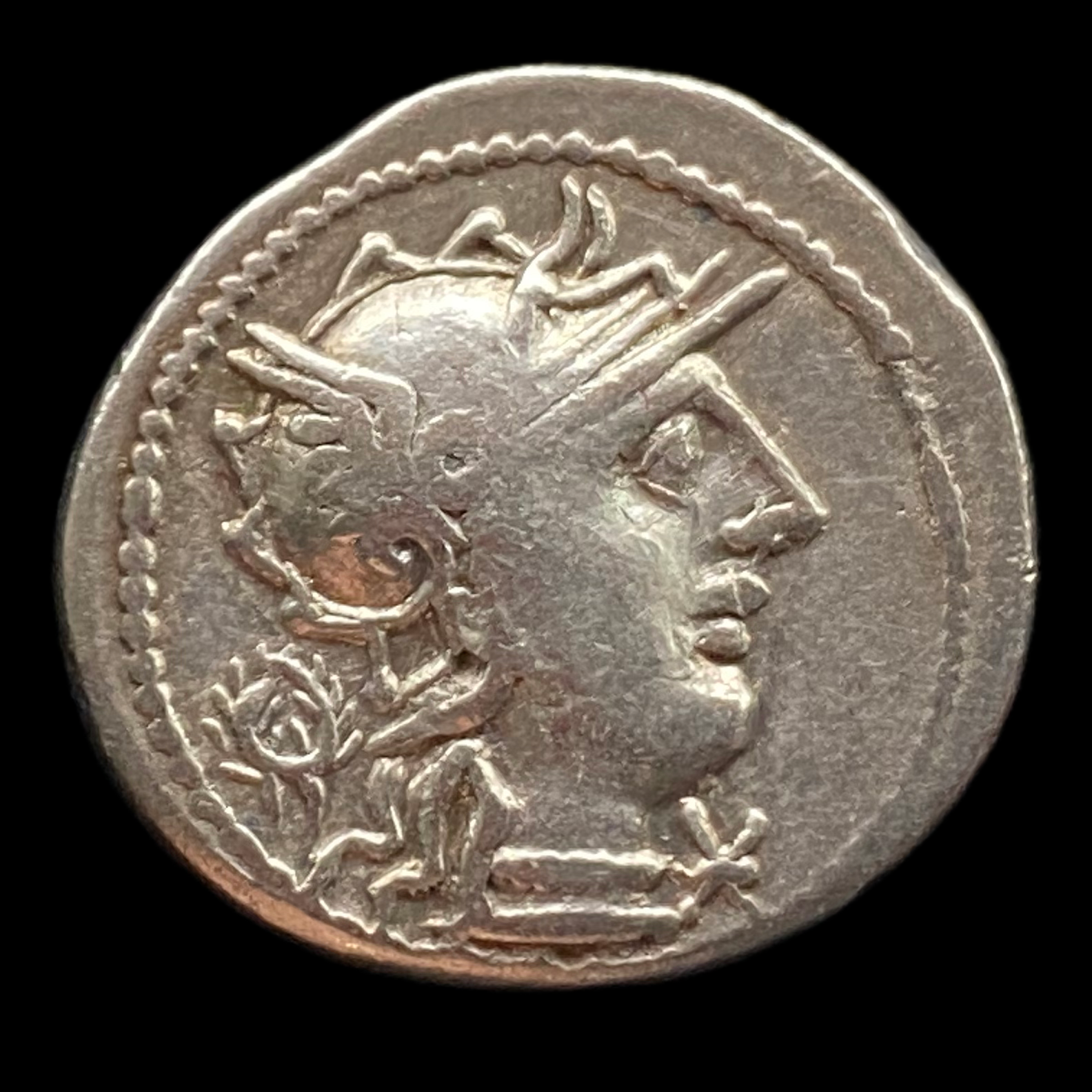 Denarius of L. Opimius - Obverse